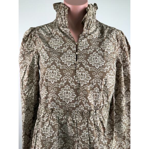 Hyacinth House Tuckernuck Moss Printed Russell Ruffle Collar Mini Dress - Picture 4 of 14